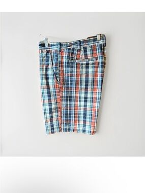 Arrow Men's Plaid Flat‎ Front Shorts in Blue & Orange